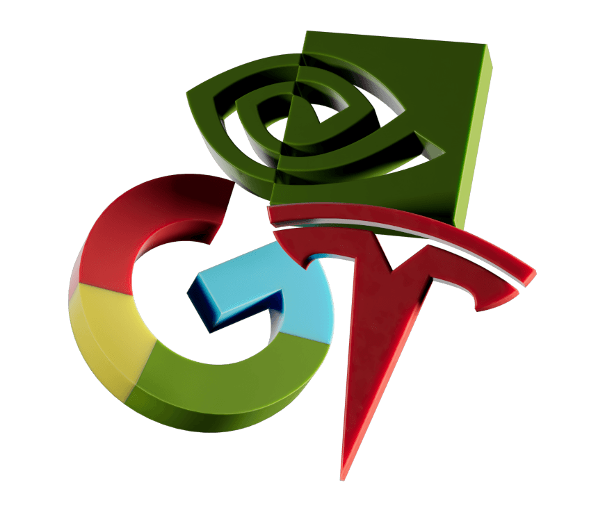 Trading de acciones: ilustración 3D de logotipos de empresas